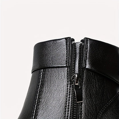 Damen Stiefelette Schwarz mit Reißverschluss & Metallic-Detail