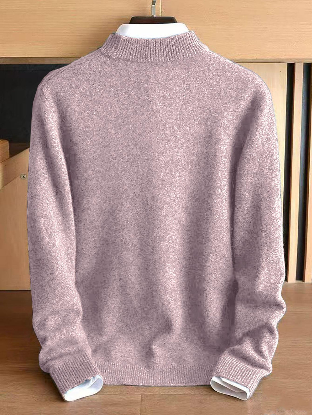 Herren Mockneck Pullover Feinstrick Zopfmuster