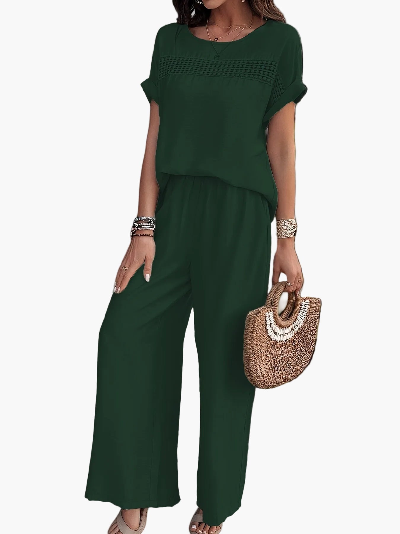 Damen Sommer Jumpsuit mit Häkel-Detail – Eleganter Einteiler für Strand und Alltag