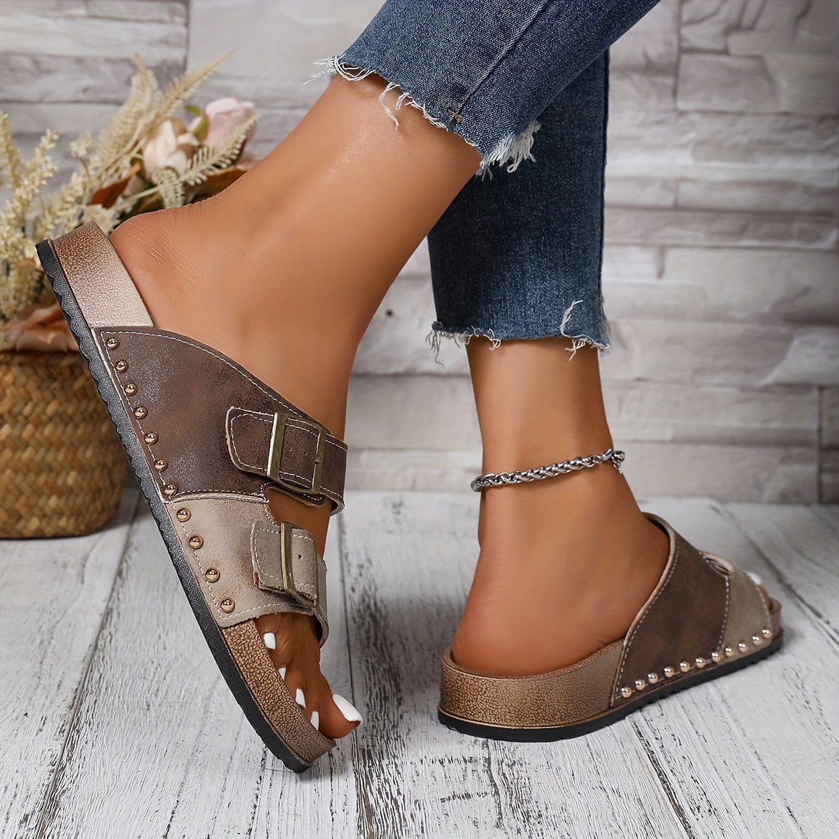 Damen Vintage Komfort Sandalen mit Schnallen – Bequeme Sommerschuhe für Freizeit & Alltag