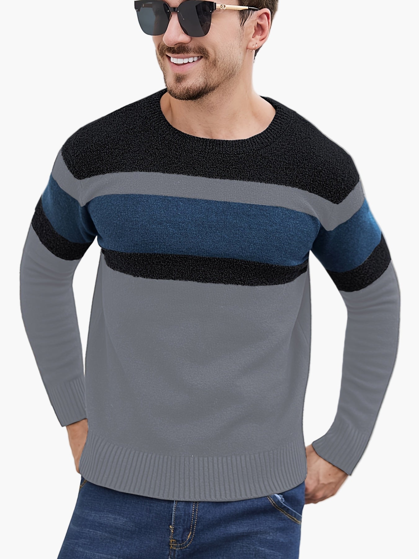 Herren Pullover mit Streifenmuster – Lässiger Strickpullover für Alltag und Freizeit