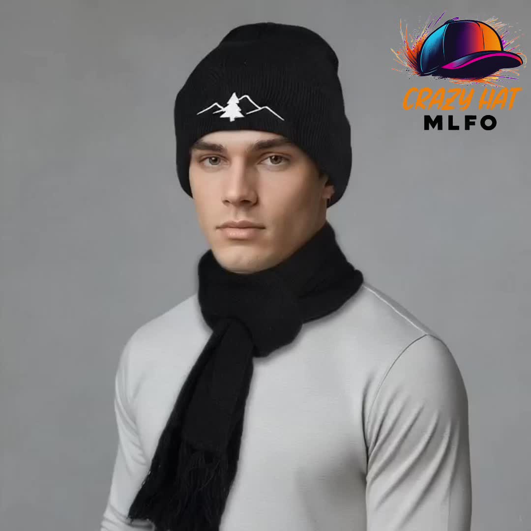 Mützen Schal Handschuh Set Unisex gerippt mit Stickerei