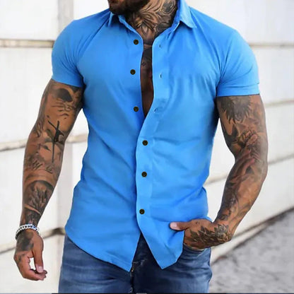 Herren Kurzarmhemd Slim Fit mit Stehkragen – Elegant für Büro & Freizeit