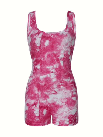 Damen Einteiler Jumpsuit im Trendy Tie-Dye Stil – Sportlich & Lässig für Sommer
