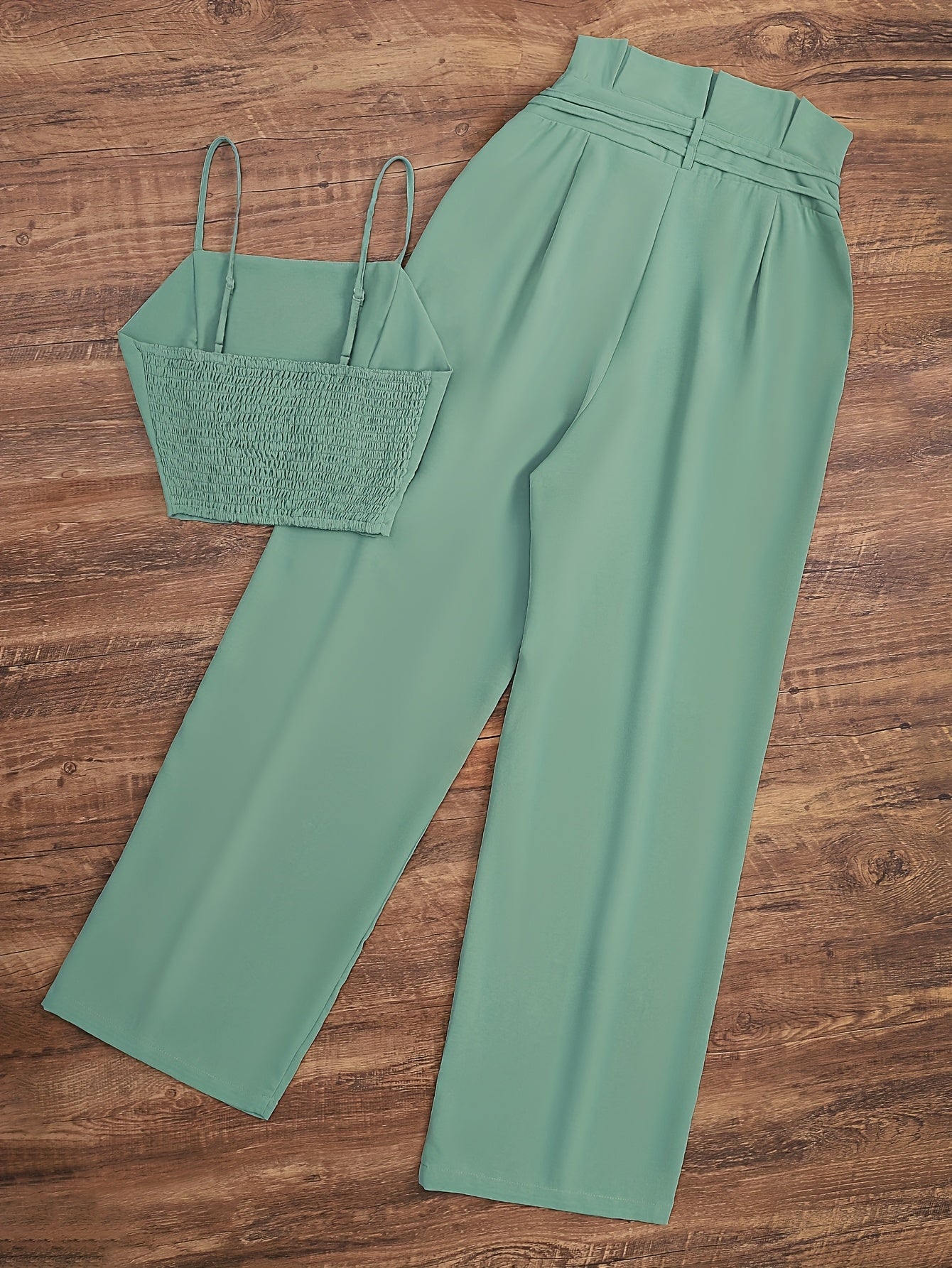 Damen High Waist Palazzo Hose mit Crop Top Set – Elegantes Sommeroutfit für Alltag & Freizeit