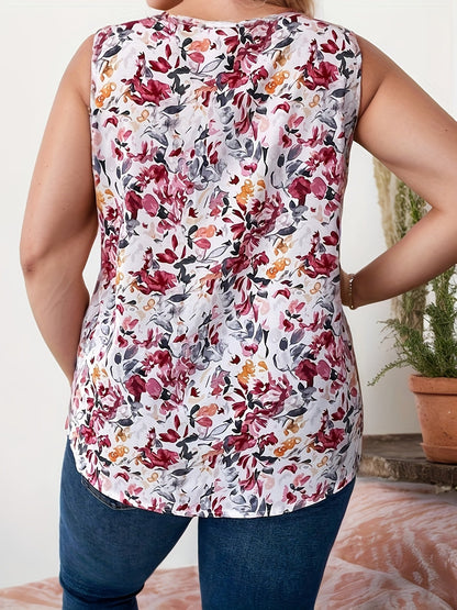 Damen Ärmellose Bluse mit Blumenmuster und V-Ausschnitt – Eleganter Sommer-Style für Alltag und Freizeit