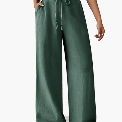 Damen Weite Bein Freizeithose mit Kordelzug – Lässige Loungehose für Alltag und Wochenende