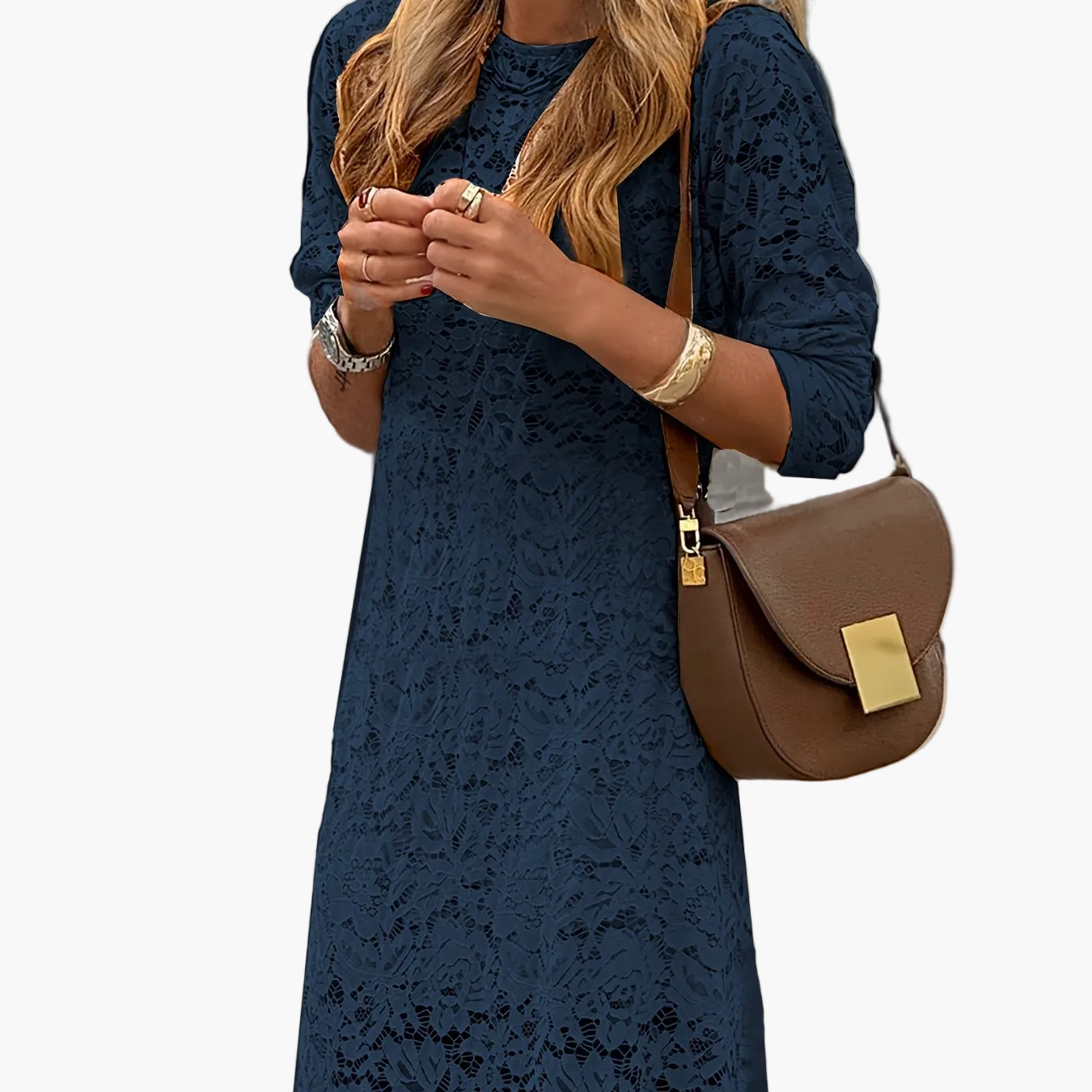 Damen Maxikleid Elegant mit Spitzenmuster – Stilvoll für Alltag und besondere Anlässe