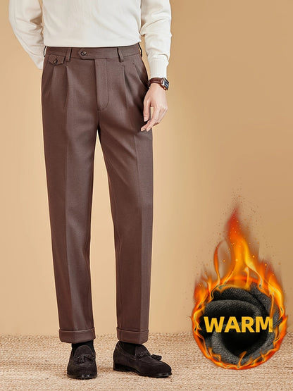 Herren Freizeithose mit Bundfalten – gefütterte Stoffhose