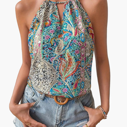 Damen Boho Halterneck Top – Elegantes Sommer Oberteil für Freizeit und Urlaub