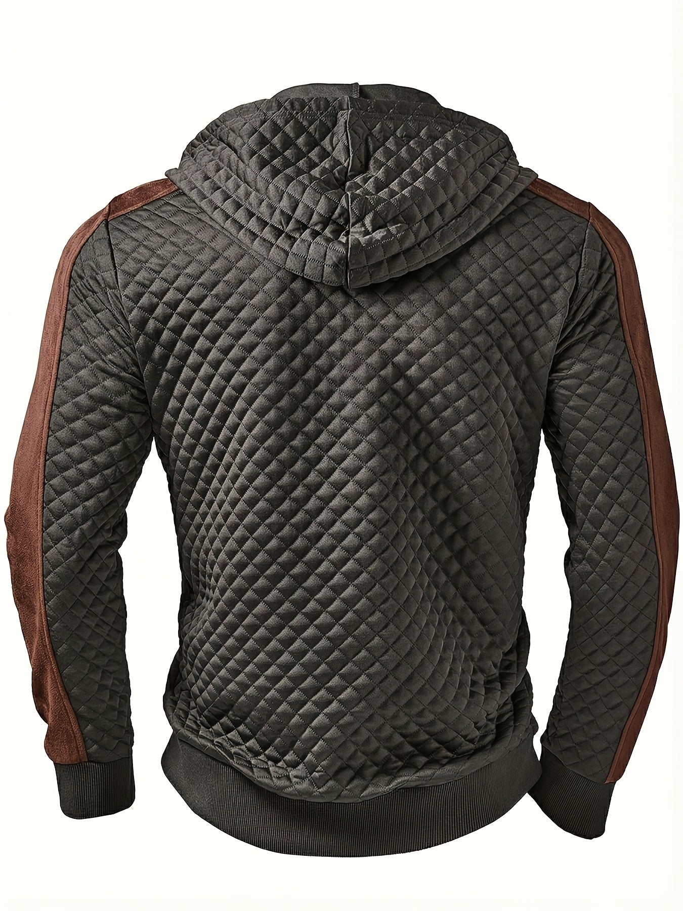Herren Hoodie mit Steppmuster und Kontrastärmeln Reißverschluss Kapuzenpullover