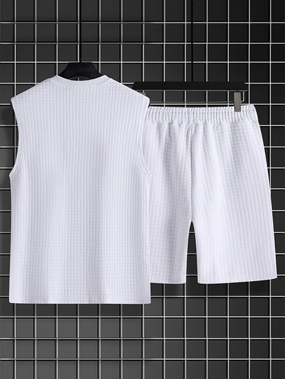 Herren Freizeit Tanktop-Set im modernen Karomuster – Sportlich & Bequem für Sommer und Alltag