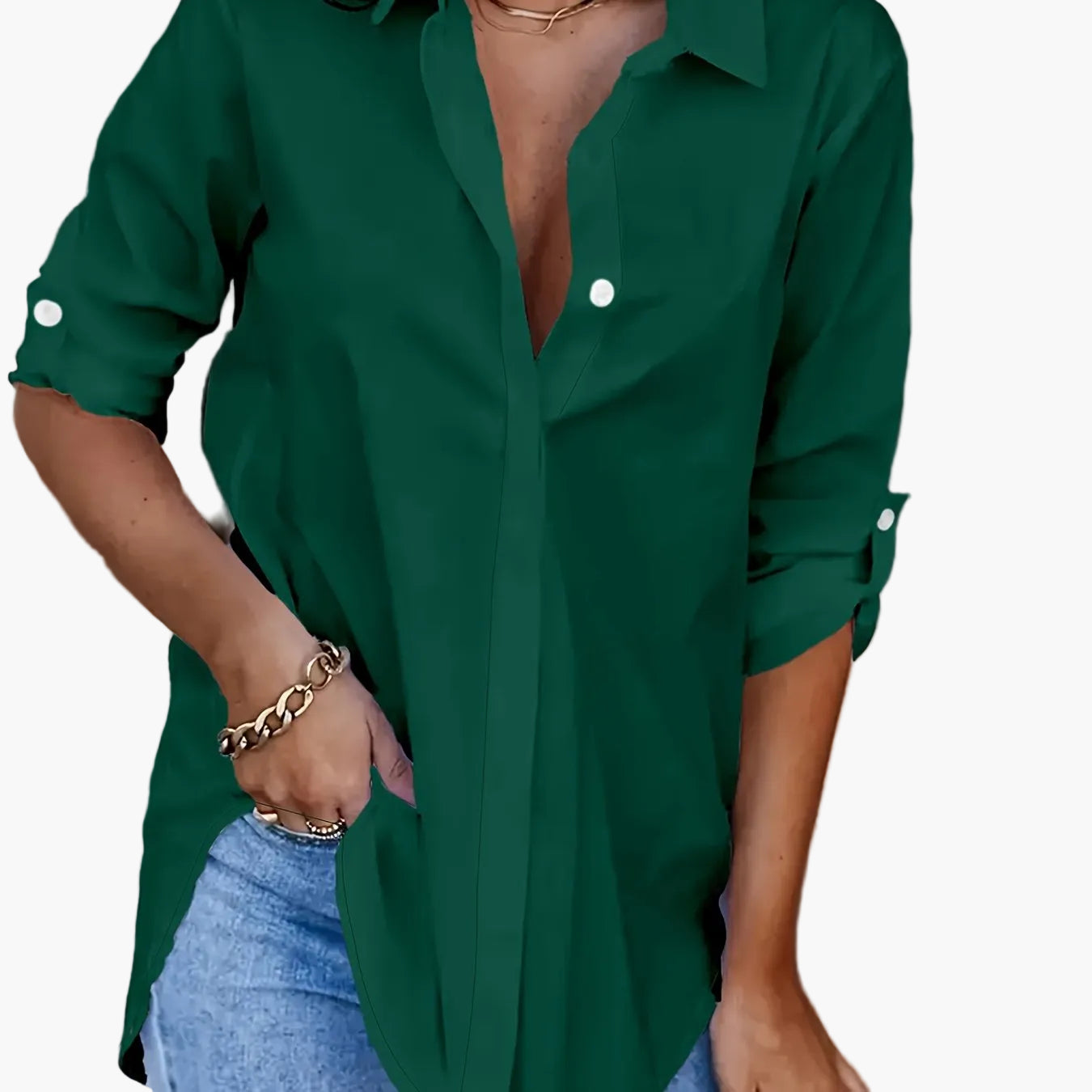 Damen Langarm Bluse im lässigen Hemdblusen-Stil – Perfekt für Alltag und Büro