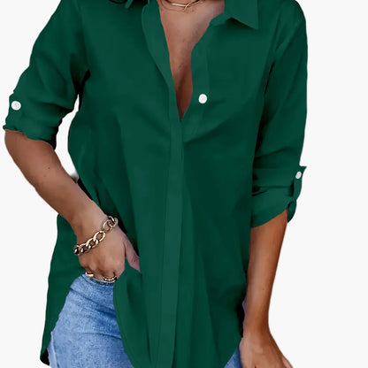 Damen Langarm Bluse im lässigen Hemdblusen-Stil – Perfekt für Alltag und Büro