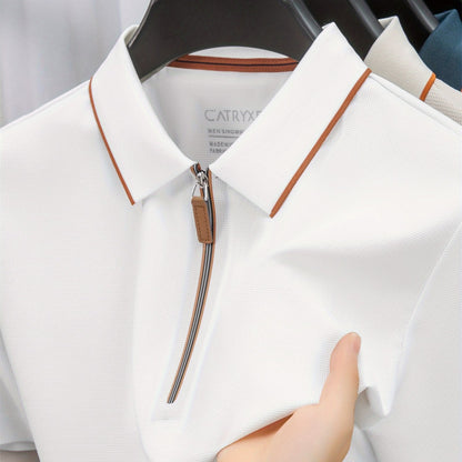Herren Poloshirt mit Reißverschluss und Kontrastpaspel – Modernes Design für Freizeit und Business
