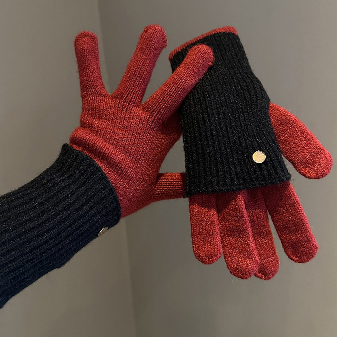 Damen Strickhandschuhe 2-in-1, Fingerlos & mit Fingern, Winter Wärme Handschuhe
