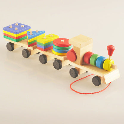 Holz Lernspielzeug Zug für Kinder – Stapelbares Sortierspiel ab 1 Jahr