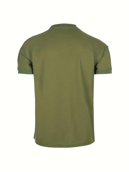 Herren Taktisches Kurzarmshirt mit Schultertaschen und Patchflächen – Funktionales Outdoor- und Einsatzshirt