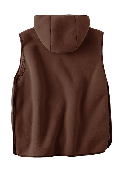 Unisex Kapuzenweste mit Kängurutasche und seitlichen Knöpfen, gefütterte Kapuze
