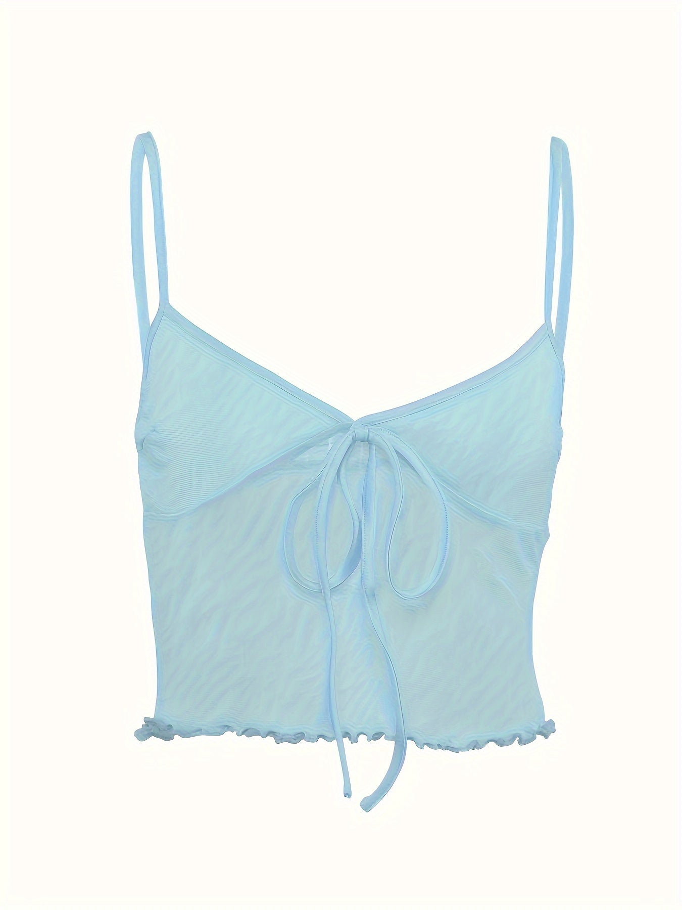 Damen Crop Top mit Spaghettiträgern und Frontschleife – Modisches Party- und Ausgeh-Oberteil