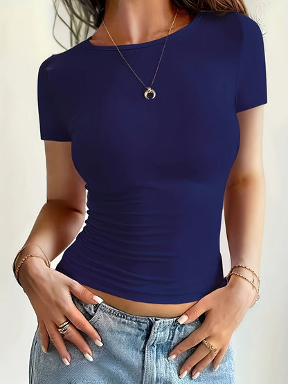 Damen Kurzarmfigurbetontes Basic Top – Modisches Allround-Talent für Alltag und Freizeit