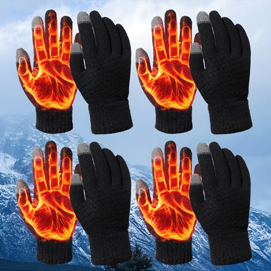 Unisex Winterhandschuhe mit Touchscreen-Funktion, Gestrickte Warme Handschuhe, Mehrfarbig