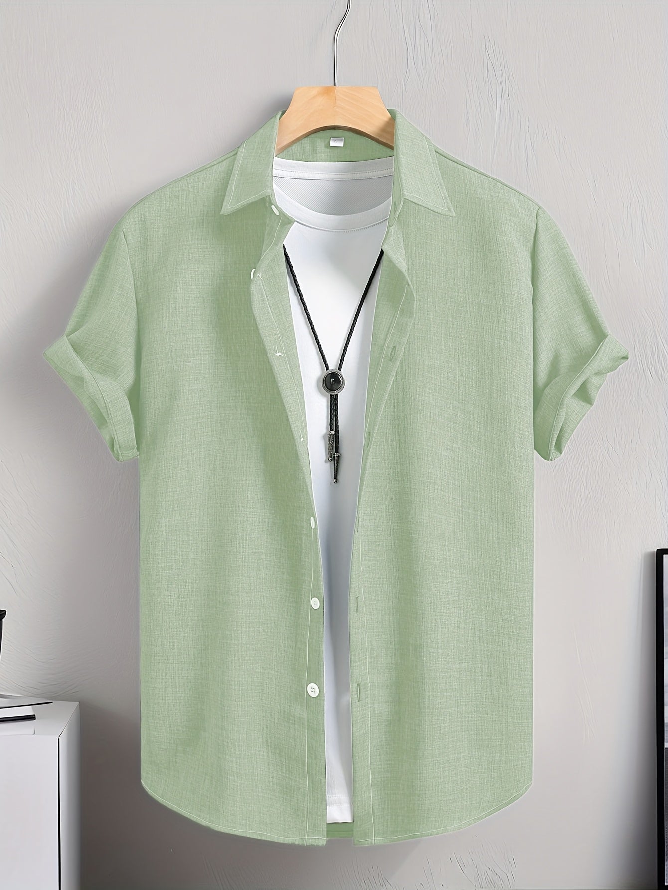 Herren Casual Kurzarm Hemd mit T-Shirt Layering Look – Stylisches Sommer Freizeithemd