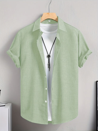 Herren Casual Kurzarm Hemd mit T-Shirt Layering Look – Stylisches Sommer Freizeithemd