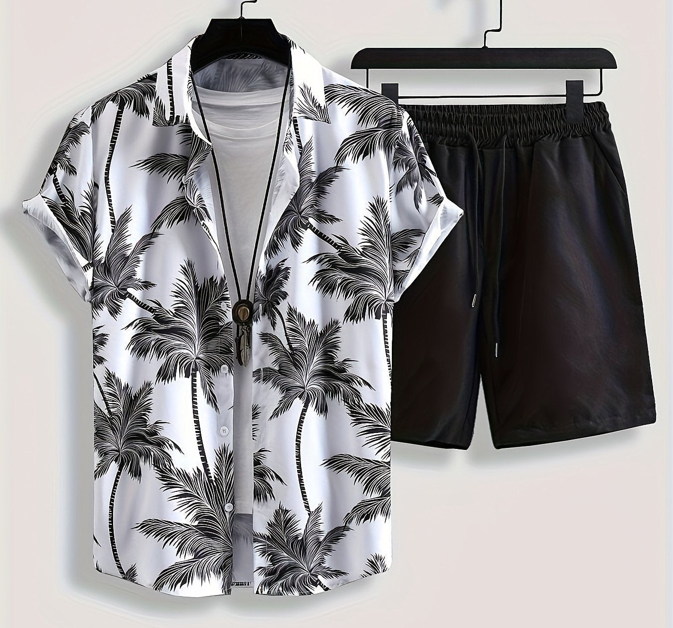Herren Sommer Set Freizeit Hawaii Hemd mit Palmenmuster und Shorts – Perfekt für Urlaub & Strand