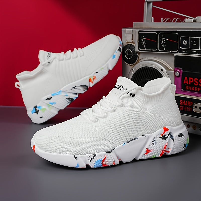 Herren Sneaker Sportliche Freizeitschuhe mit Farbigen Sohlen – Lässig & Modern für Alltag und Sport