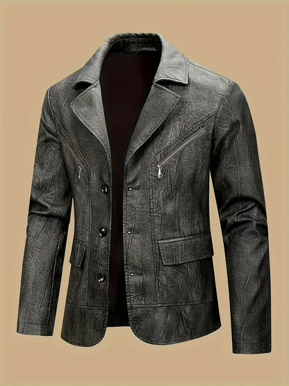 Herren Sakko Jacke mit Reißverschlussdetails und Knopfverschluss