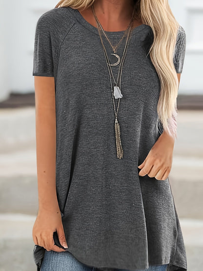 Damen Tunika T-Shirt mit kurzen Ärmeln und lockerem Schnitt – Bequemes Freizeit-Oberteil für Alltag und Büro
