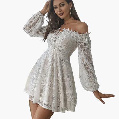 Damen Off-Shoulder Spitzenkleid Elegant für besondere Anlässe
