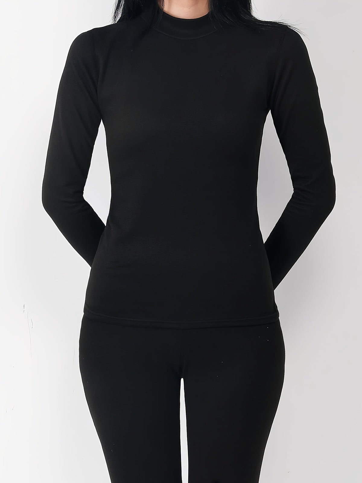 Damen Thermo-Unterwäsche Set Langarmshirt Rollkragen & Leggings gefüttert