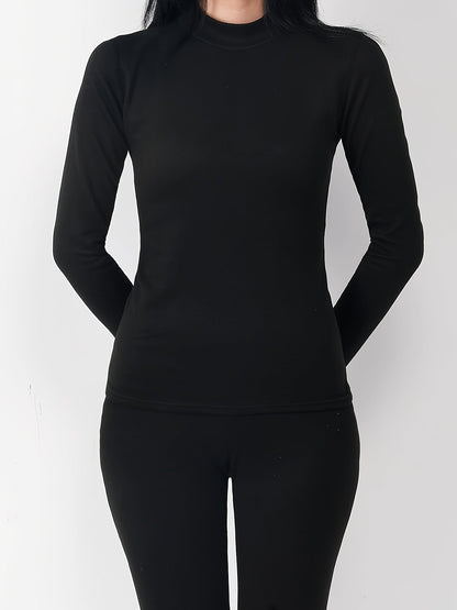 Damen Thermo-Unterwäsche Set Langarmshirt Rollkragen & Leggings gefüttert