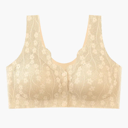 Damen Komfort-BH ohne Bügel mit Frontverschluss – Eleganter Spitzen-BH für Alltag & Freizeit