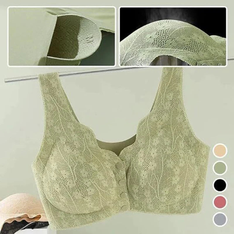 Damen Komfort-BH ohne Bügel mit Frontverschluss – Eleganter Spitzen-BH für Alltag & Freizeit