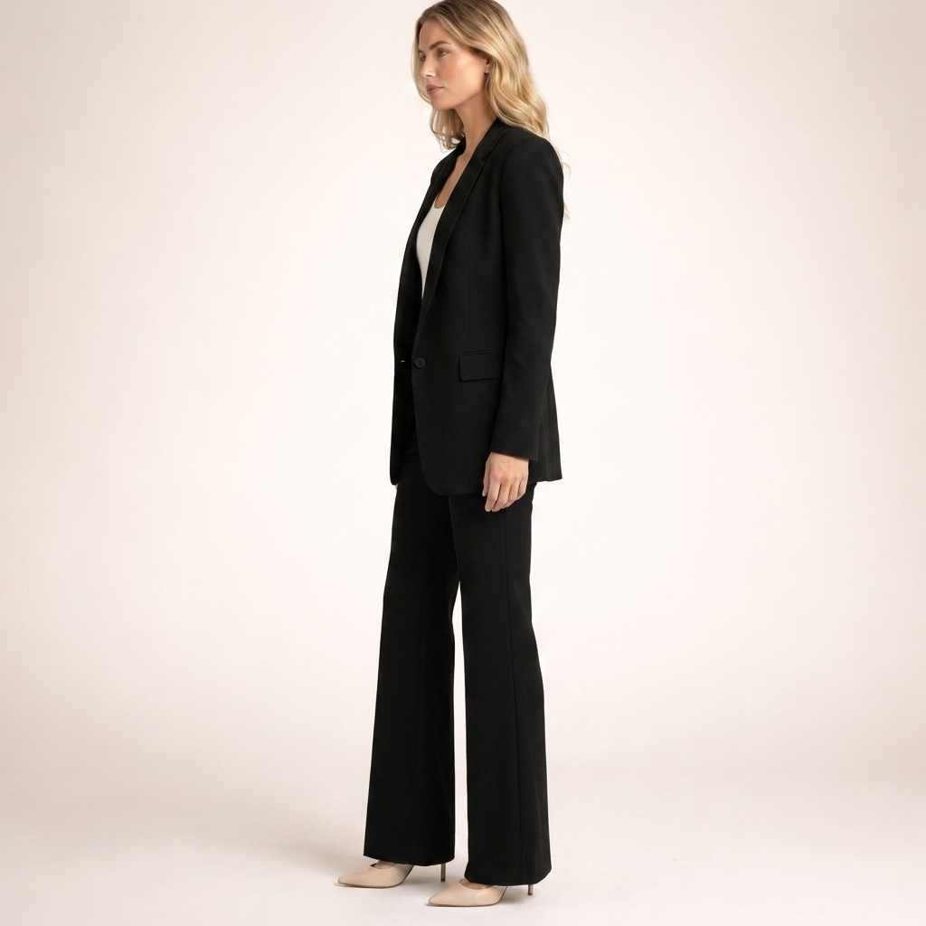 Damen Hosenanzug Blazer & weite Hose Set Business Elegant