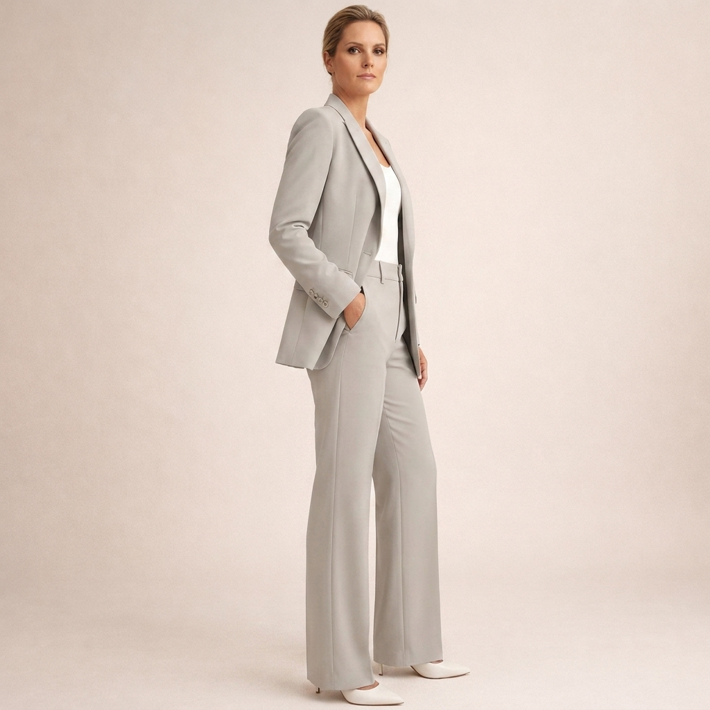 Damen Hosenanzug Blazer & weite Hose Set Business Elegant