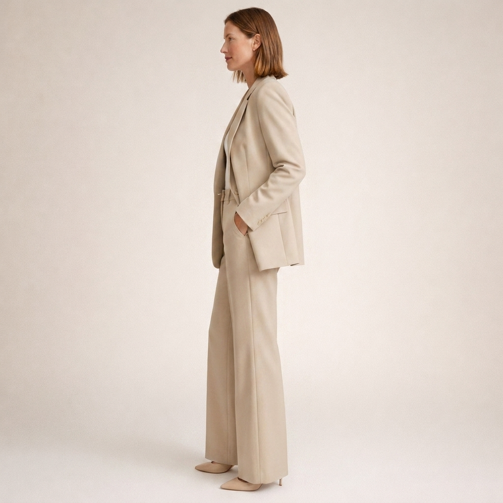 Damen Hosenanzug Blazer & weite Hose Set Business Elegant