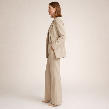 Damen Hosenanzug Blazer & weite Hose Set Business Elegant