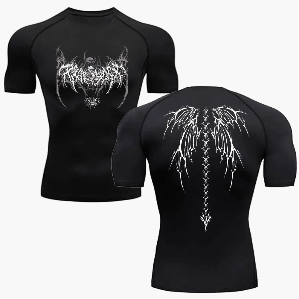 Herren Kompressionsshirt Metal Style – Tribal Flügel Design für Fitness & Freizeit