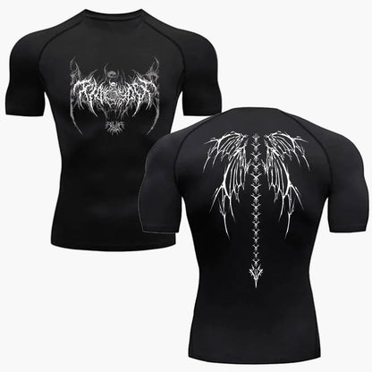 Herren Kompressionsshirt Metal Style – Tribal Flügel Design für Fitness & Freizeit