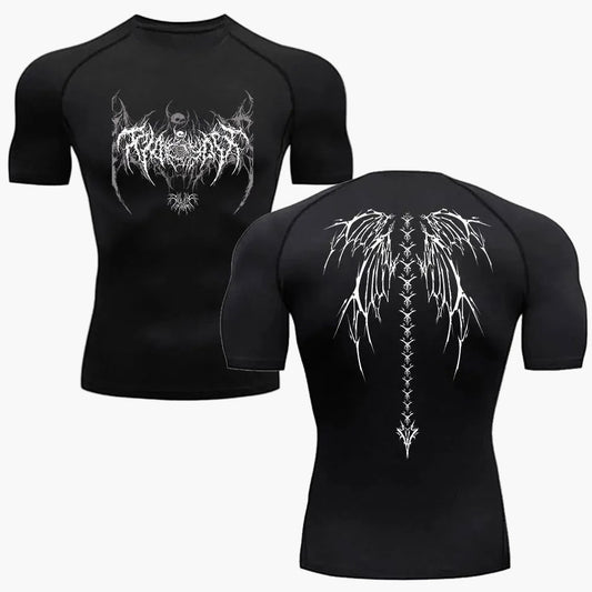 Herren Kompressionsshirt Metal Style – Tribal Flügel Design für Fitness & Freizeit