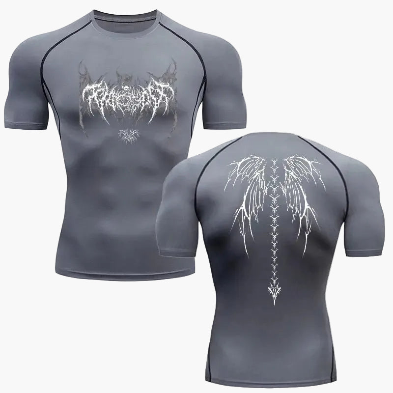 Herren Kompressionsshirt Metal Style – Tribal Flügel Design für Fitness & Freizeit