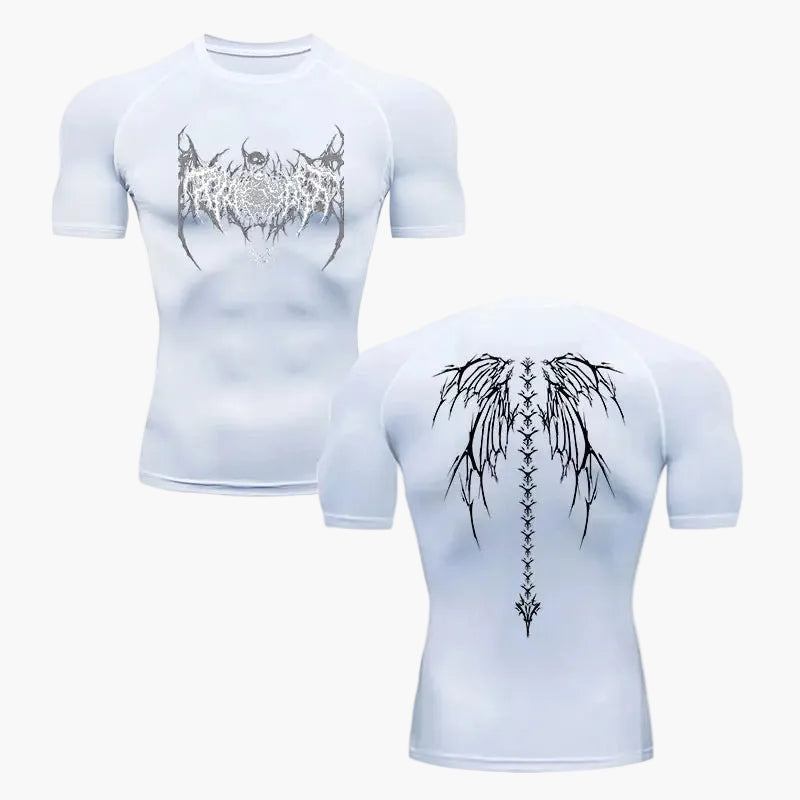 Herren Kompressionsshirt Metal Style – Tribal Flügel Design für Fitness & Freizeit