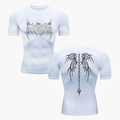 Herren Kompressionsshirt Metal Style – Tribal Flügel Design für Fitness & Freizeit