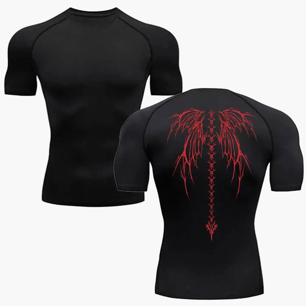 Herren Kompressionsshirt Metal Style – Tribal Flügel Design für Fitness & Freizeit