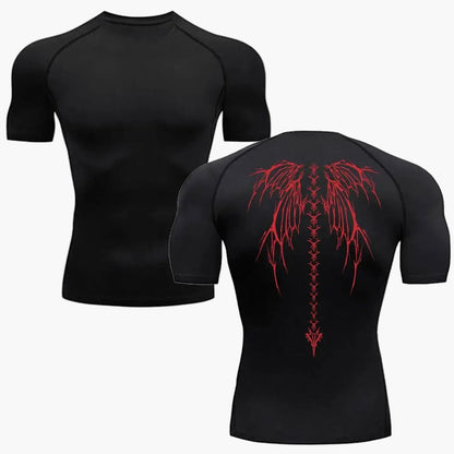 Herren Kompressionsshirt Metal Style – Tribal Flügel Design für Fitness & Freizeit