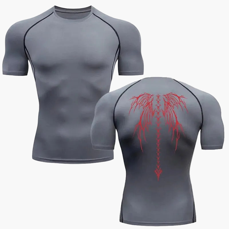 Herren Kompressionsshirt Metal Style – Tribal Flügel Design für Fitness & Freizeit